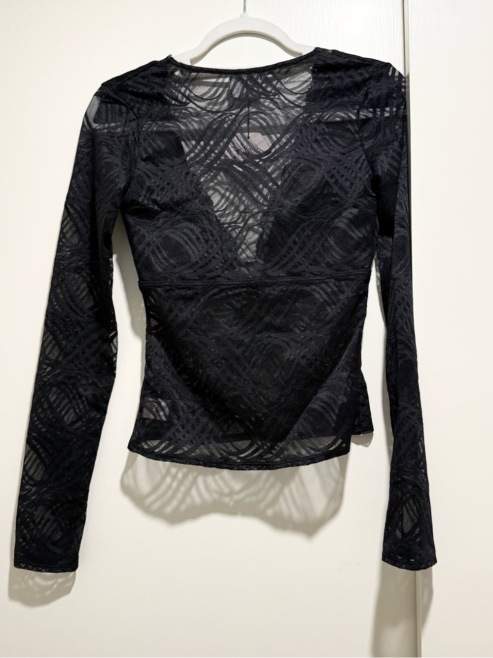 OW Collection Lexi Black Long Sleeve Lace Blouse Top NWT Size M - Picture 12 of 16